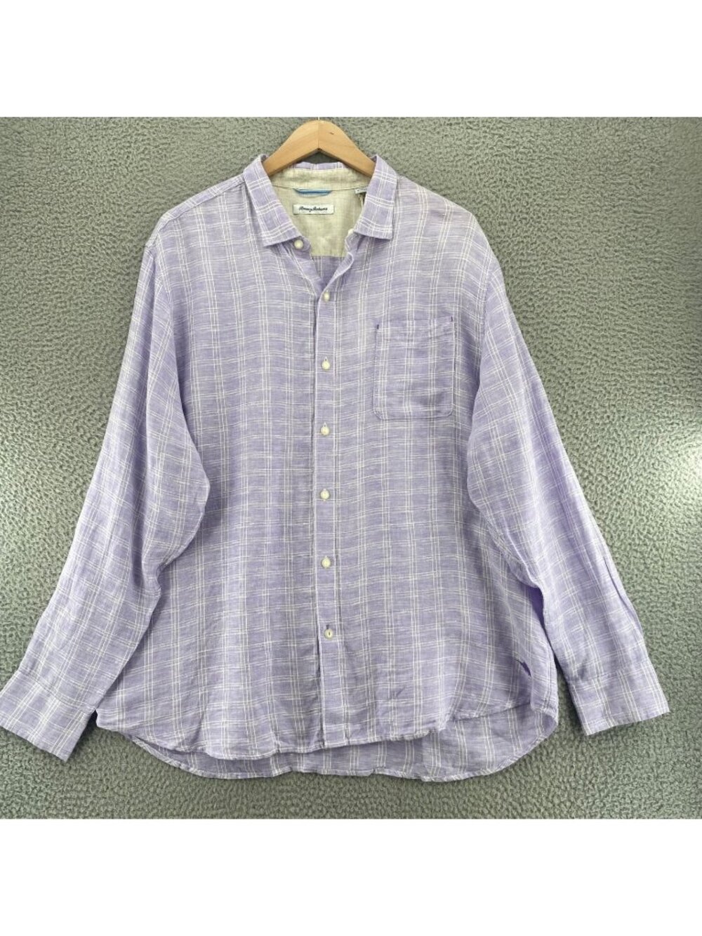Tommy Bahama Shirt Mens 2XL Ventana Violet Tulip Plaid Linen Long Sleeves NWT